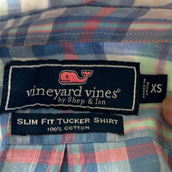 Vineyard Vines Slim Fit Tucker Plaid Shirt w Logo & Pocket, Cotton, Size XS - Picture 3 of 10